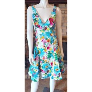 Polo Ralph Lauren Spring Multi Color Floral Fit & Flare Dress NWT $298 Size 8